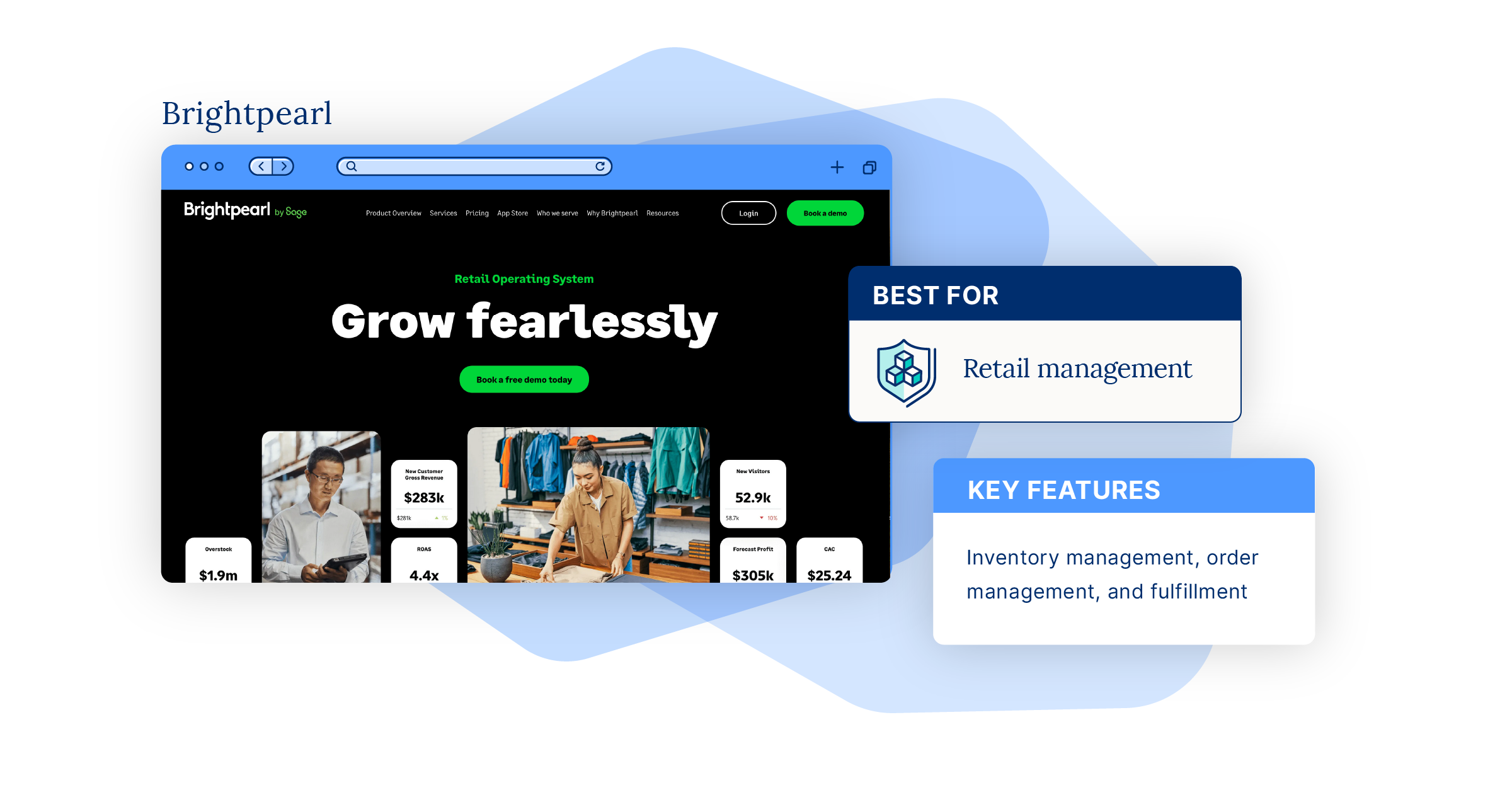 images of the brightpearl homepage