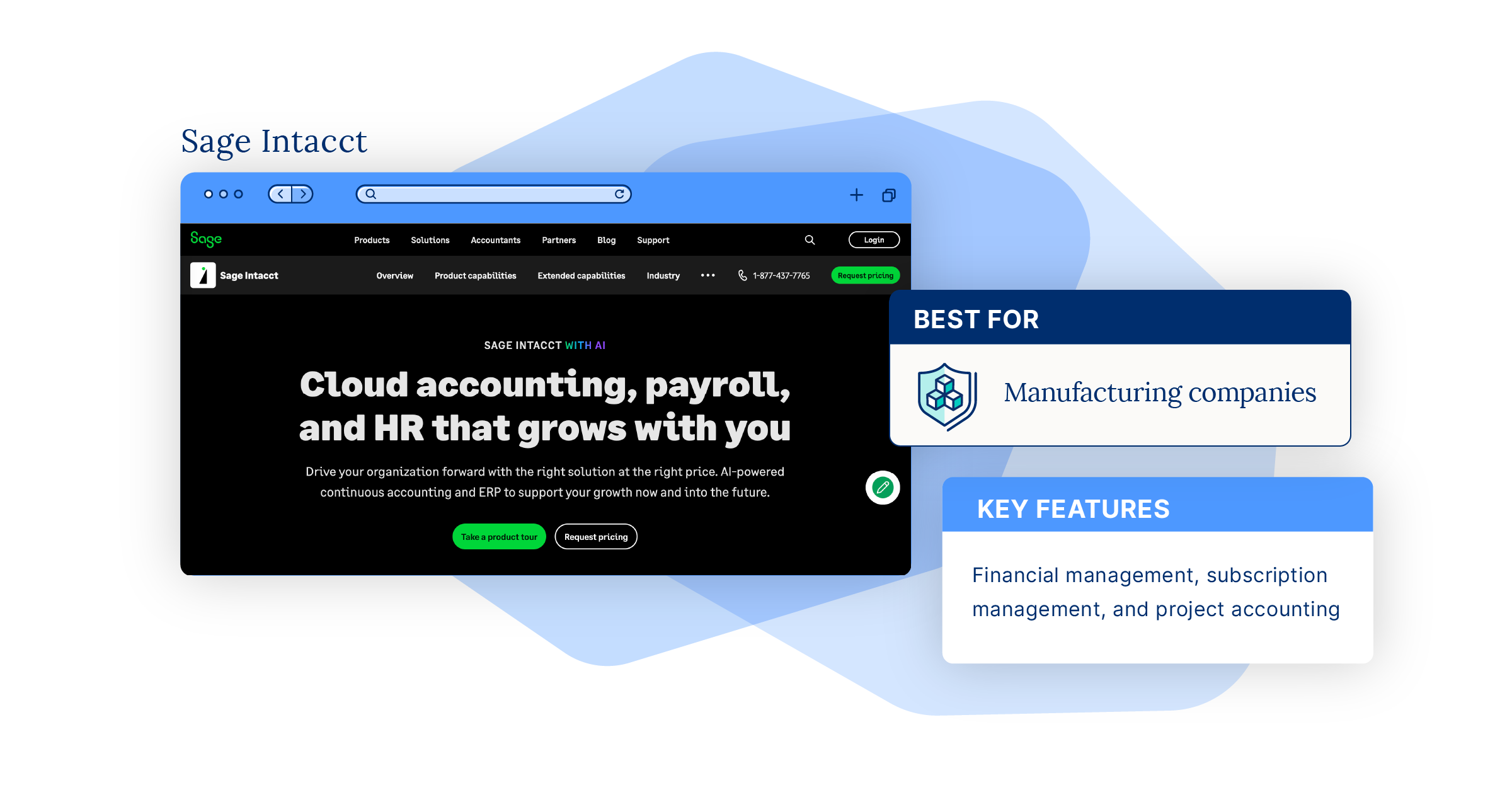 Image of the Sage Intacct homepage