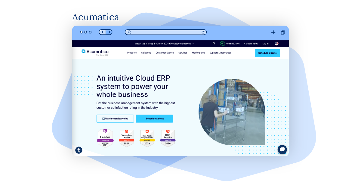 Screenshot of Acumatica’s ERP system.