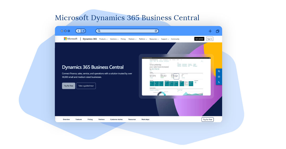 Screenshot of Microsoft Dynamics 365 Business Central’s ERP system.