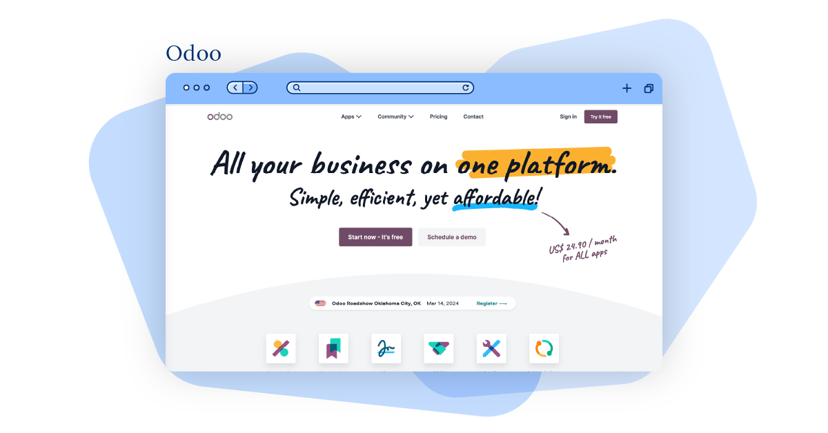 Screenshot of Odoo’s ERP system.