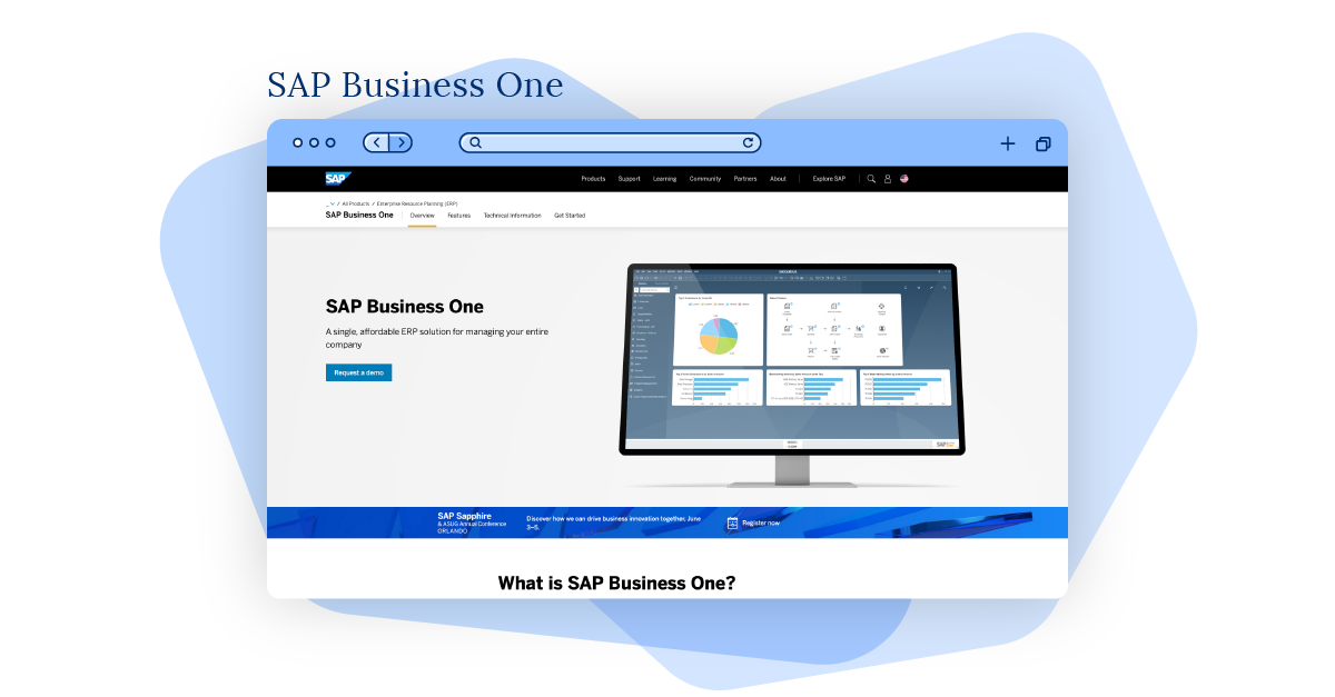 Screenshot of SAP Business One’s ERP system.