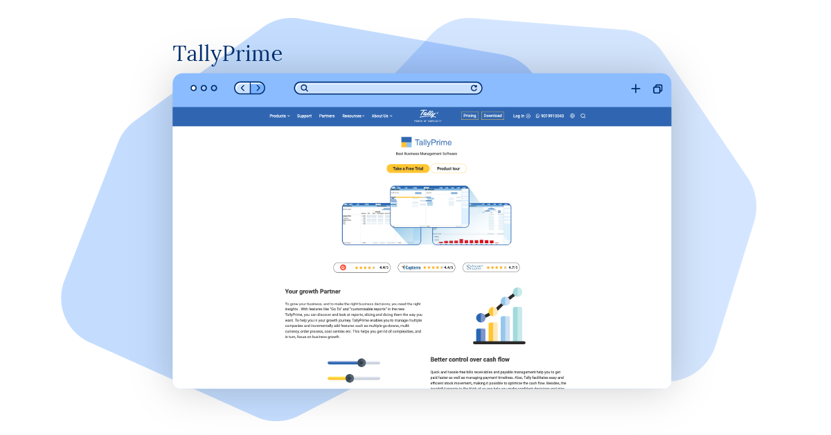 Screenshot of TallyPrime’s ERP system.